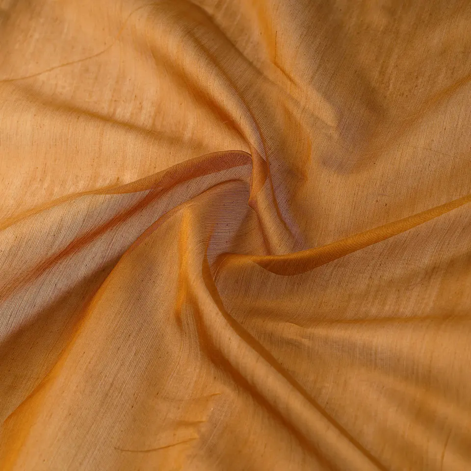Tela Chanderi de Seda y Algodón — Naranja 1