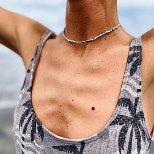 Collar mostacillas plata 