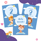 Tarjetas de crecimiento Animalitos azul 1