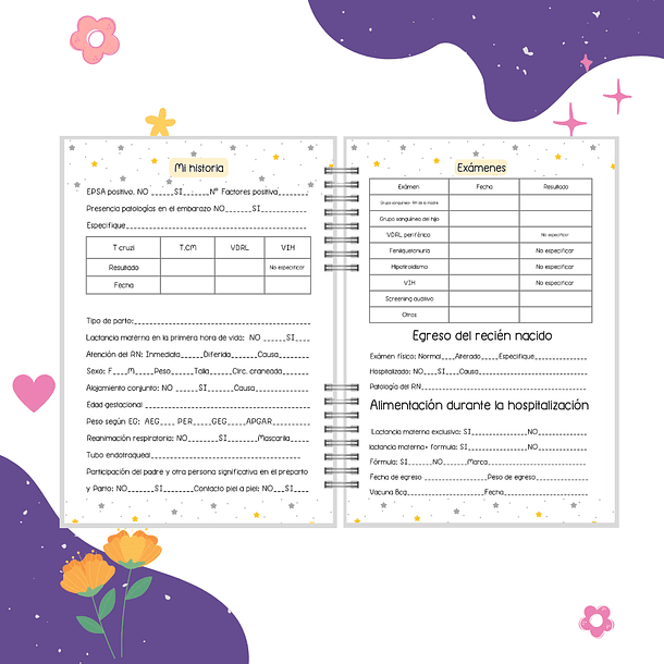 Agenda pediátrica letritas de flores  4