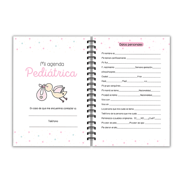 Agenda pediátrica osita pastel