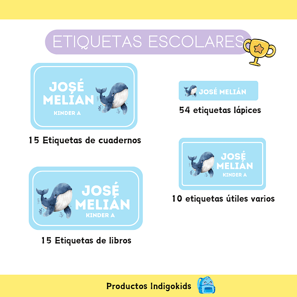 Etiquetas escolares adhesivas
