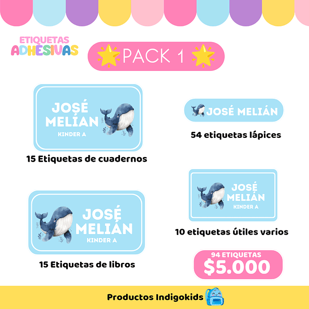 Pack 1 Etiquetas escolares 