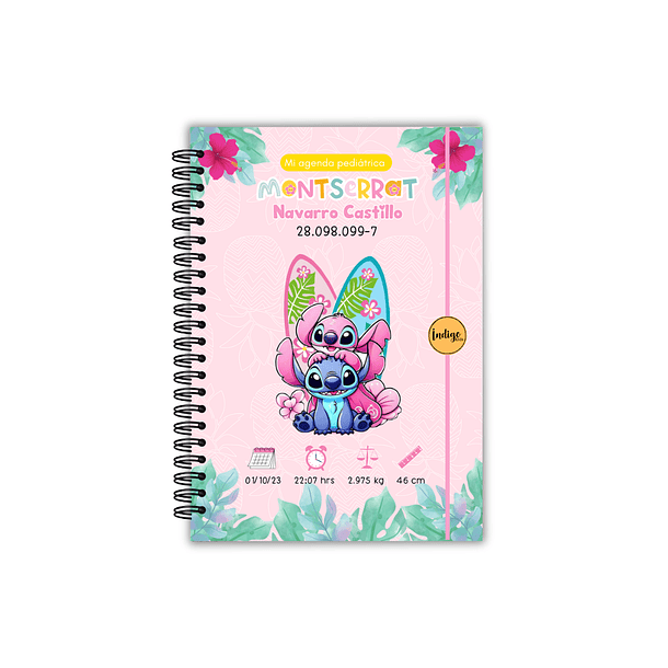 Agenda pediátrica stitch y angel pink 1