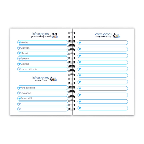 Libreta de comunicaciones sala cuna Mickey bebe 3