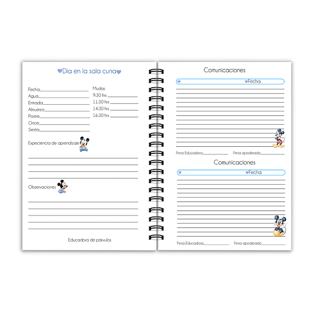 Libreta de comunicaciones sala cuna Mickey bebe 4