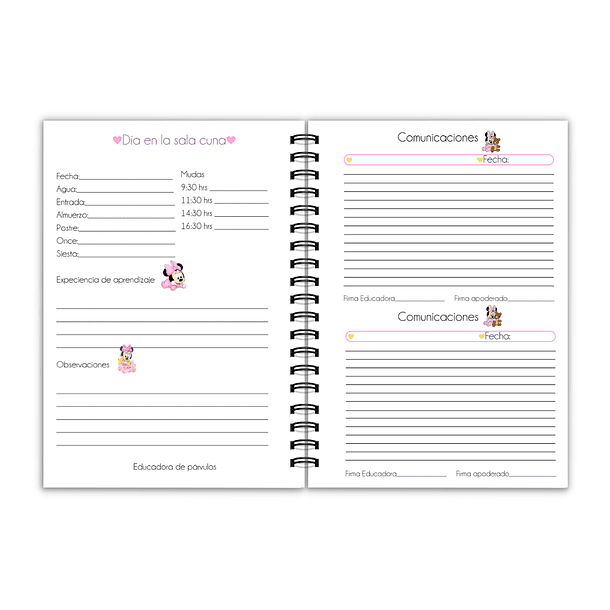 Libreta de comunicaciones sala cuna Minnie bebe 4