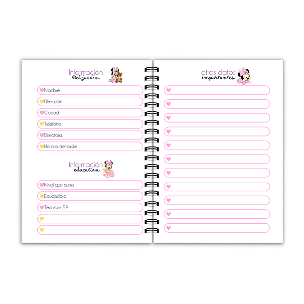 Libreta de comunicaciones sala cuna Minnie bebe 3