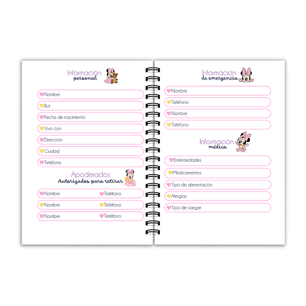 Libreta de comunicaciones sala cuna Minnie bebe 2