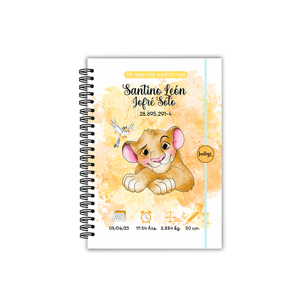 Agenda pediátrica Simba acuarela, rey león
