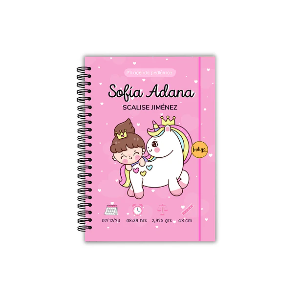 Agenda pediátrica niña unicornio