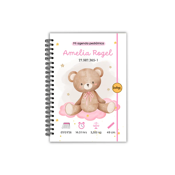 Agenda pediátrica osita pastel