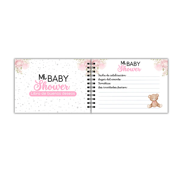 Libro de buenos deseos baby shower osita peluche  2