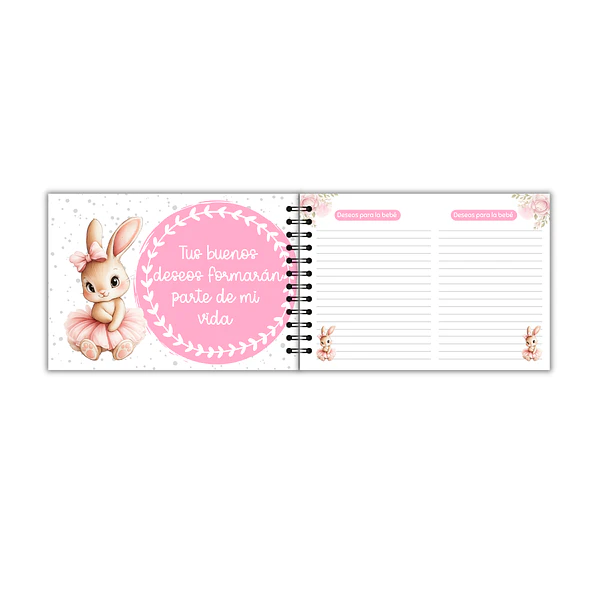 Libro de buenos deseos baby shower conejita love 3