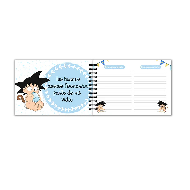 Libro de buenos deseos baby shower Gokú dragon ball 4