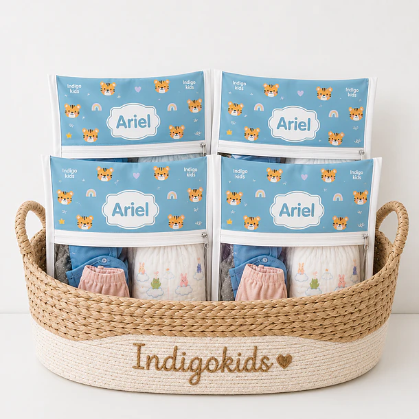 Set de 4 Estuches para mudas del bebé colección Indigo 