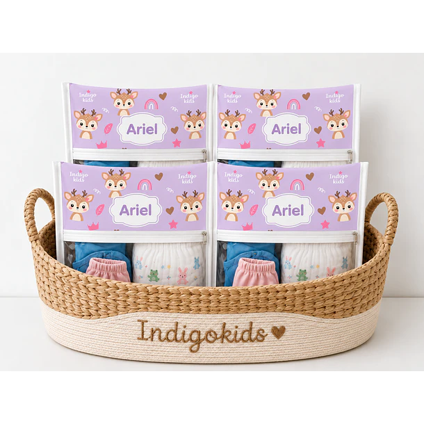 Set de 4 Estuches para mudas del bebé personalizado 