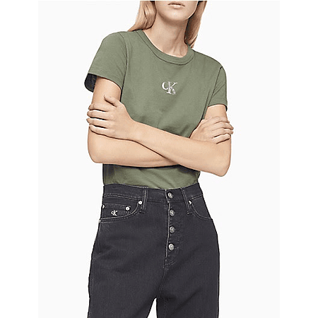 Polera Calvin Klein Verde Logo Silver