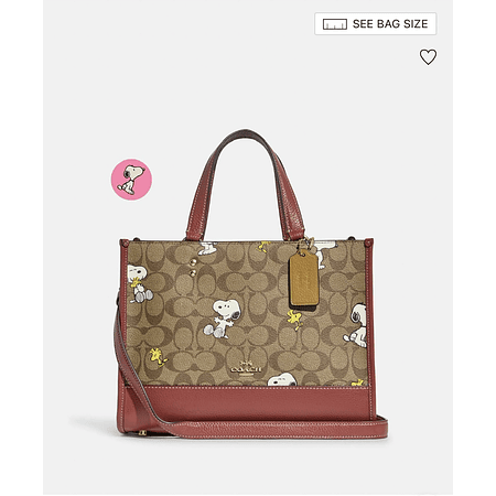 Coach X Peanuts Dempsey Carryall In Signature Canvas With Snoopy Woodstock Print