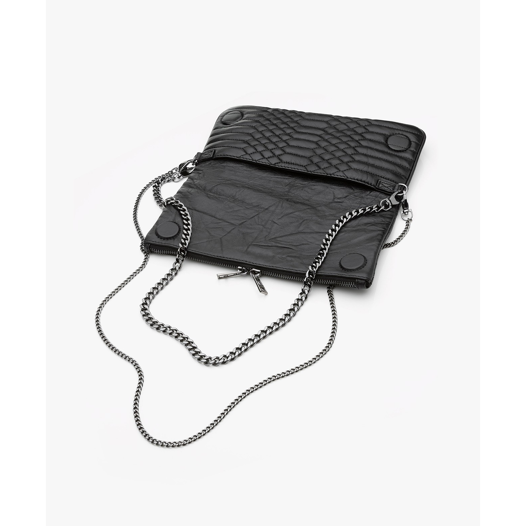 Rock Leather Shoulder Bag Black Zadig