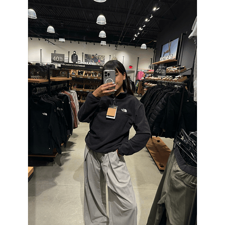 Anchor 1/4 Zipper  Hoodie Black Women