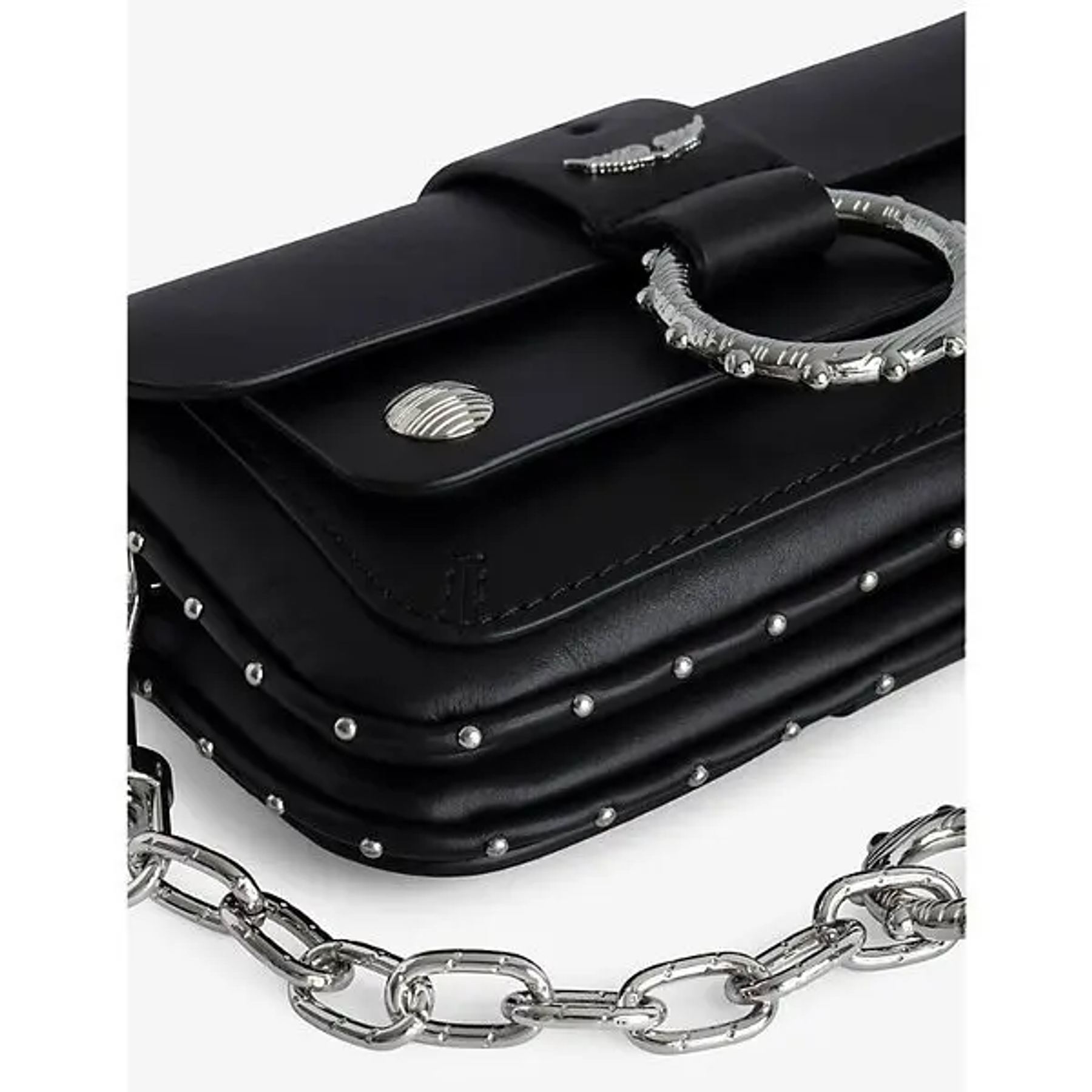 Kate Moss Studded Leather Cross-Body Bag - Noir Silver