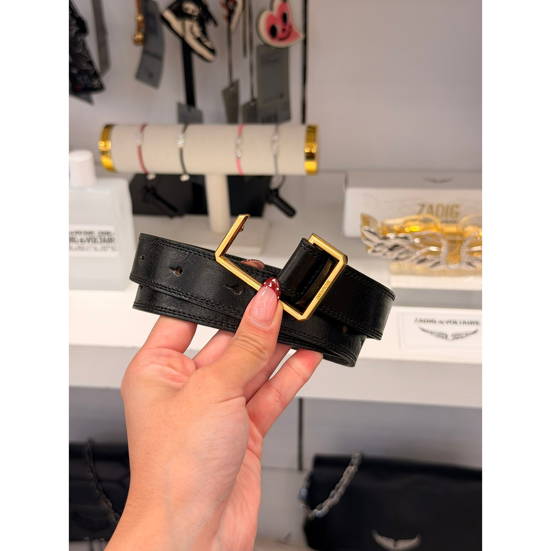 Cinturón ZV negro hebilla gold