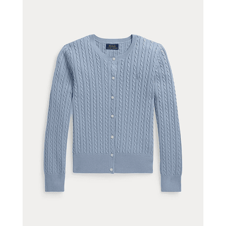 Mini-Cable Cotton Cardigan Chambray Blue