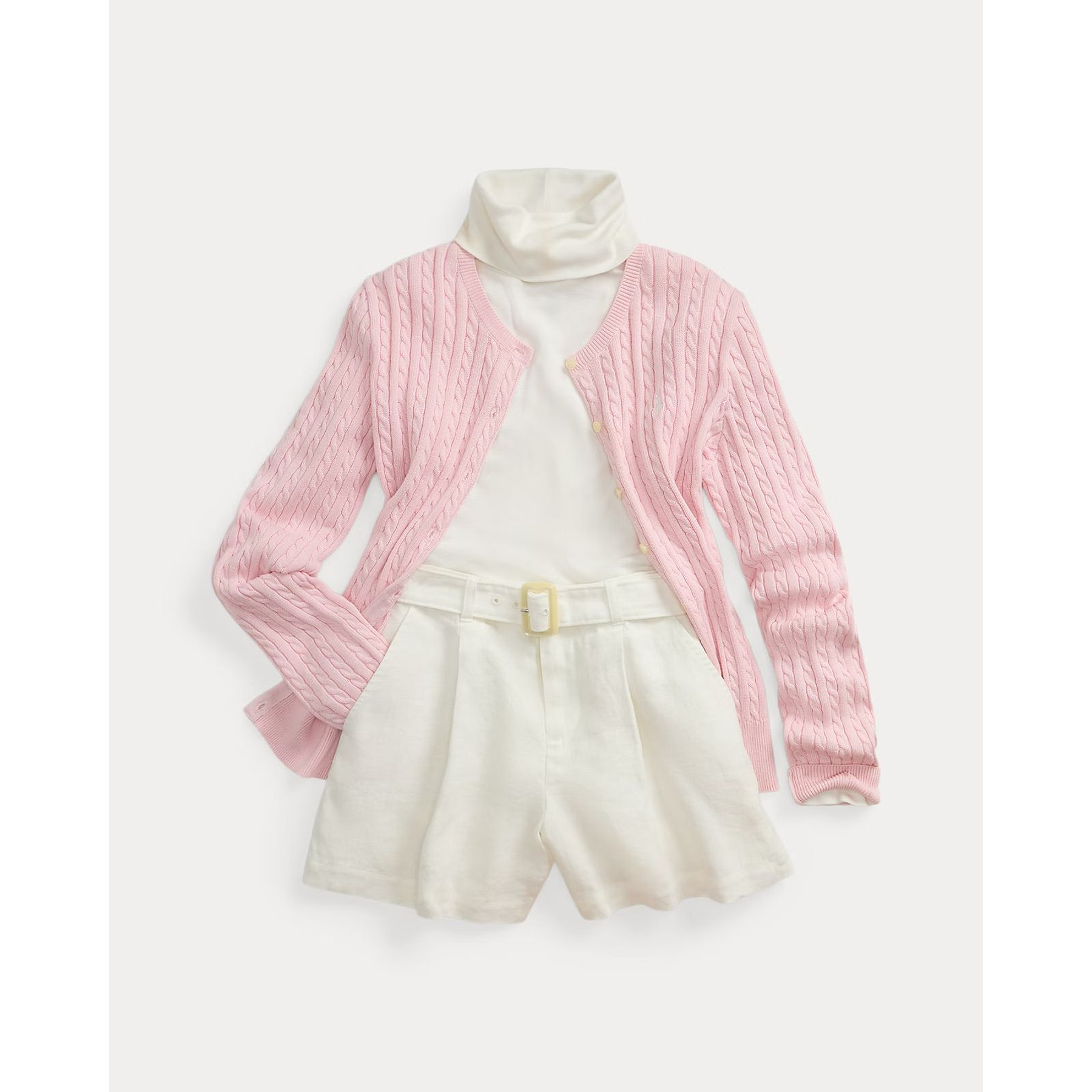 Mini-Cable Cotton Cardigan Pink