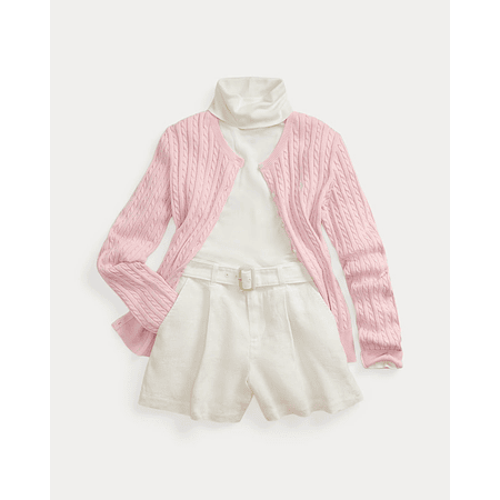 Mini-Cable Cotton Cardigan Pink