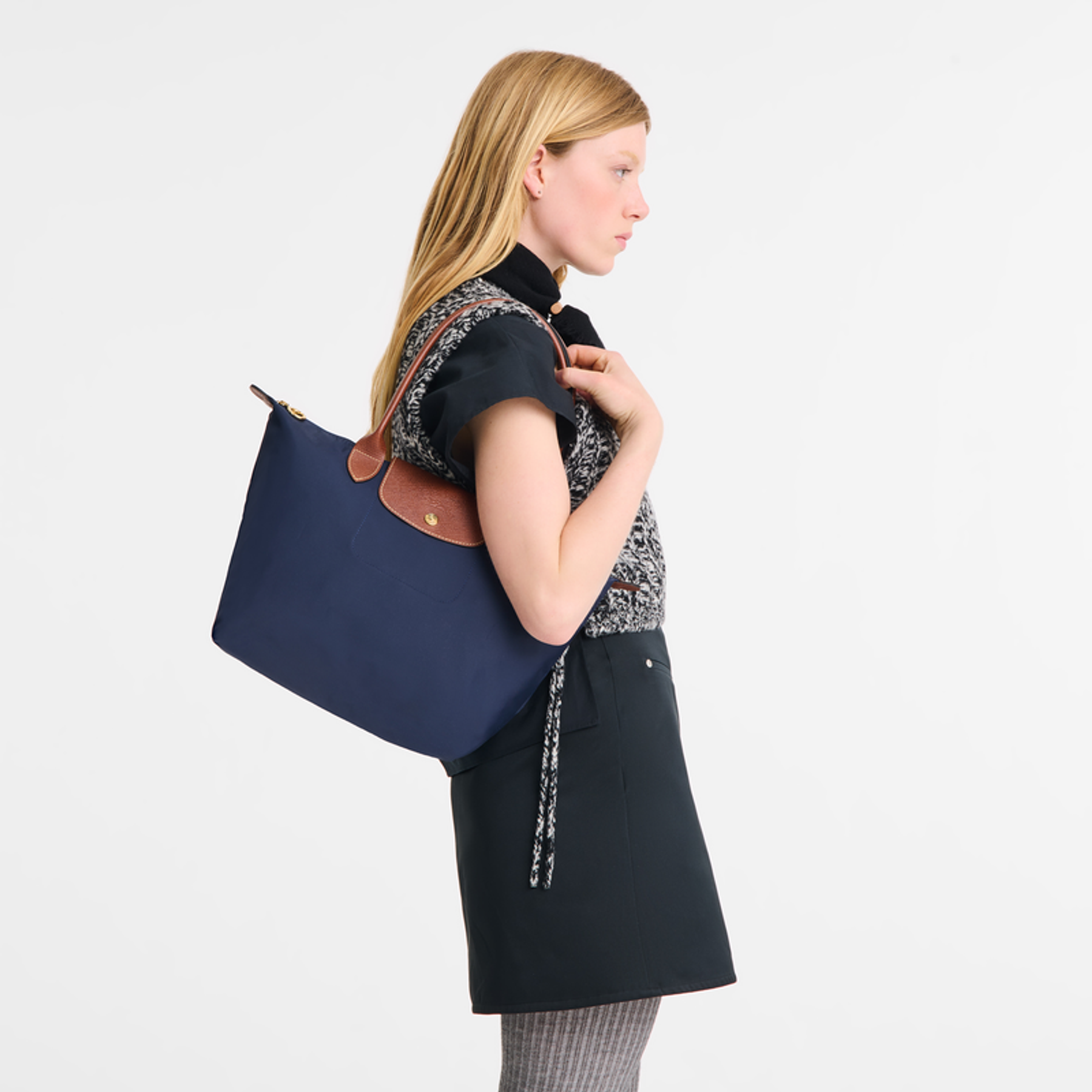 Le Pliage Medium Nylon Tote Bag - Navy