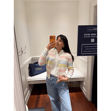 Mini-Cable Cotton Cardigan Pastel