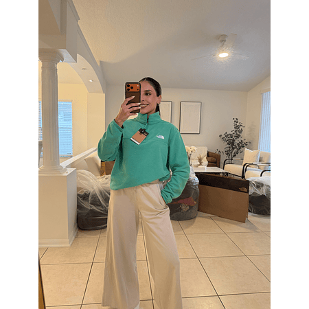 Anchor 1/4 Zipper Hoodie Nebula Green Women