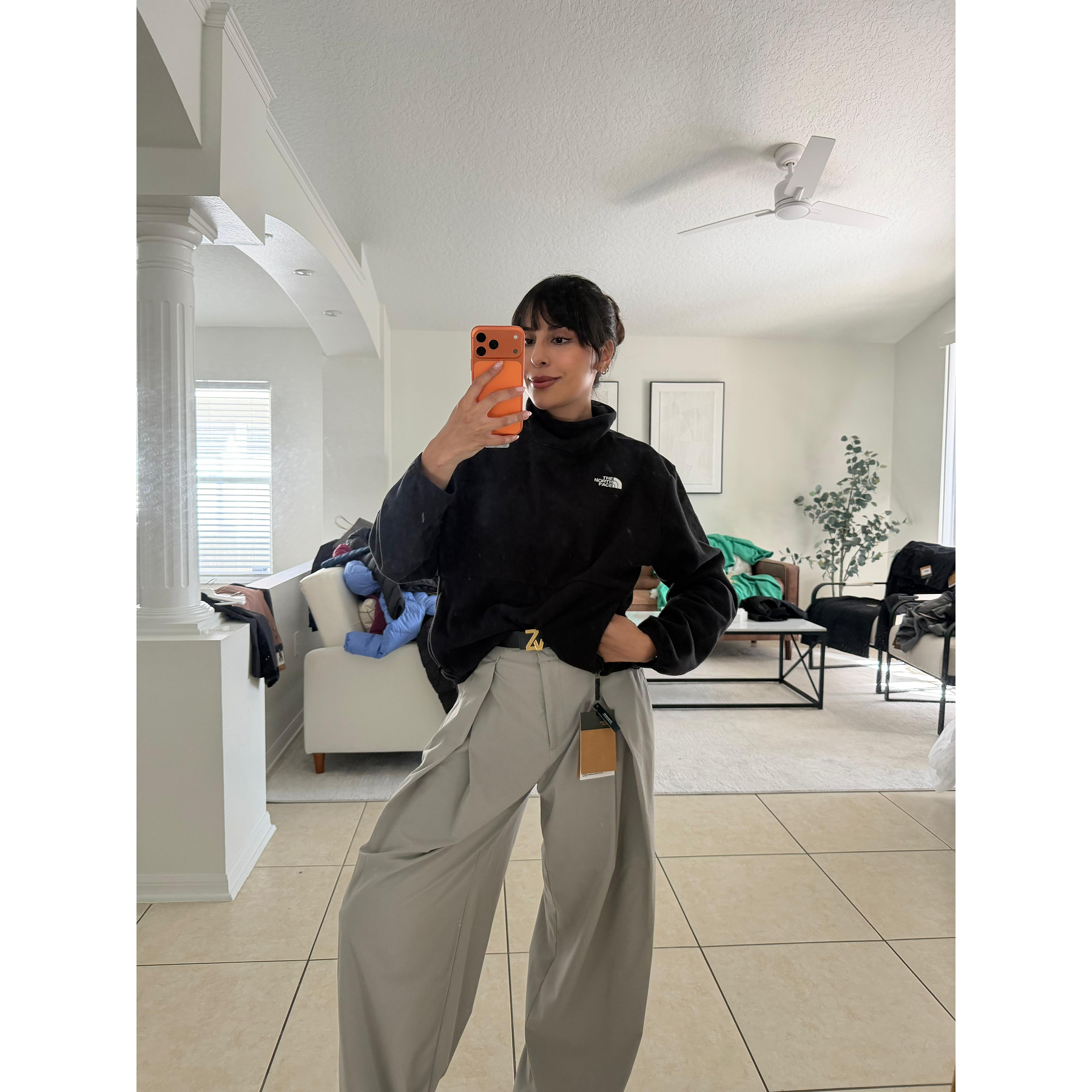 Anchor Funnel Neck Hoodie Black Women