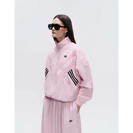 Adidas Originals track jacket with applique in pink nylon mix