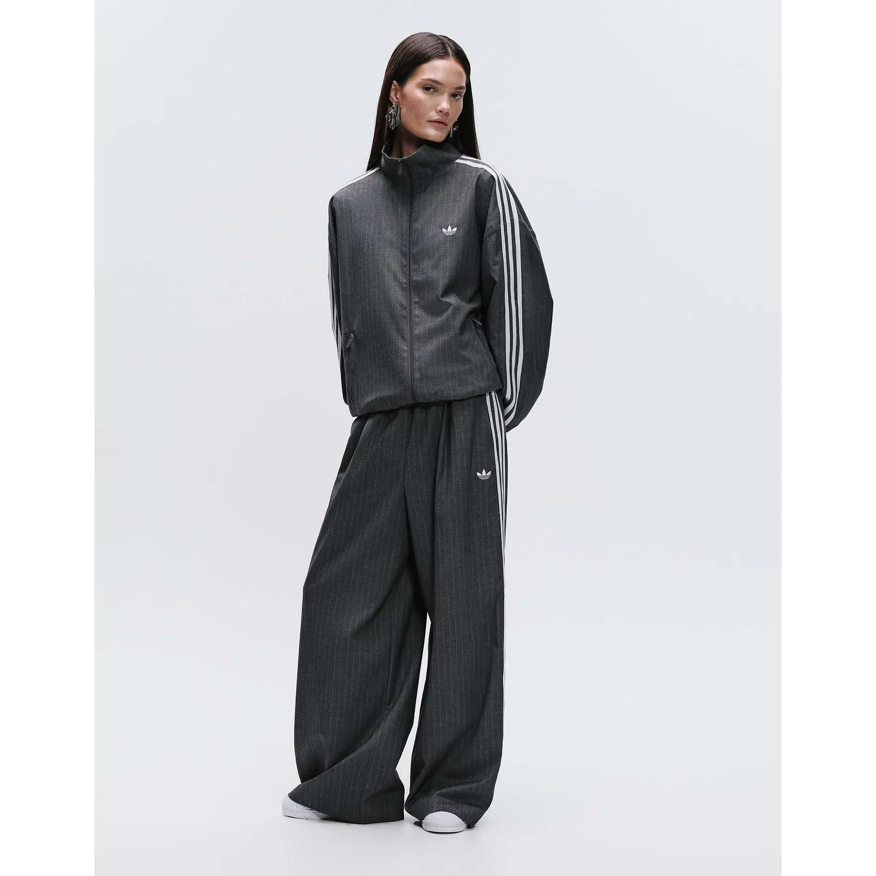 adidas Originals  track jacket in gray pin stripe