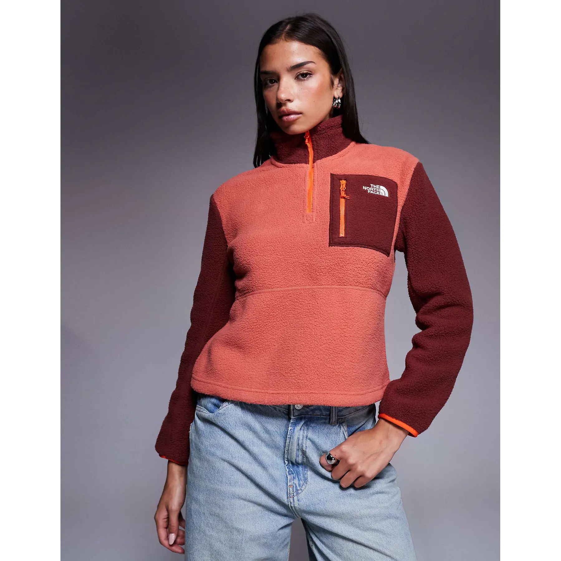 The North Face Yumiori Half Zip jacket in red
