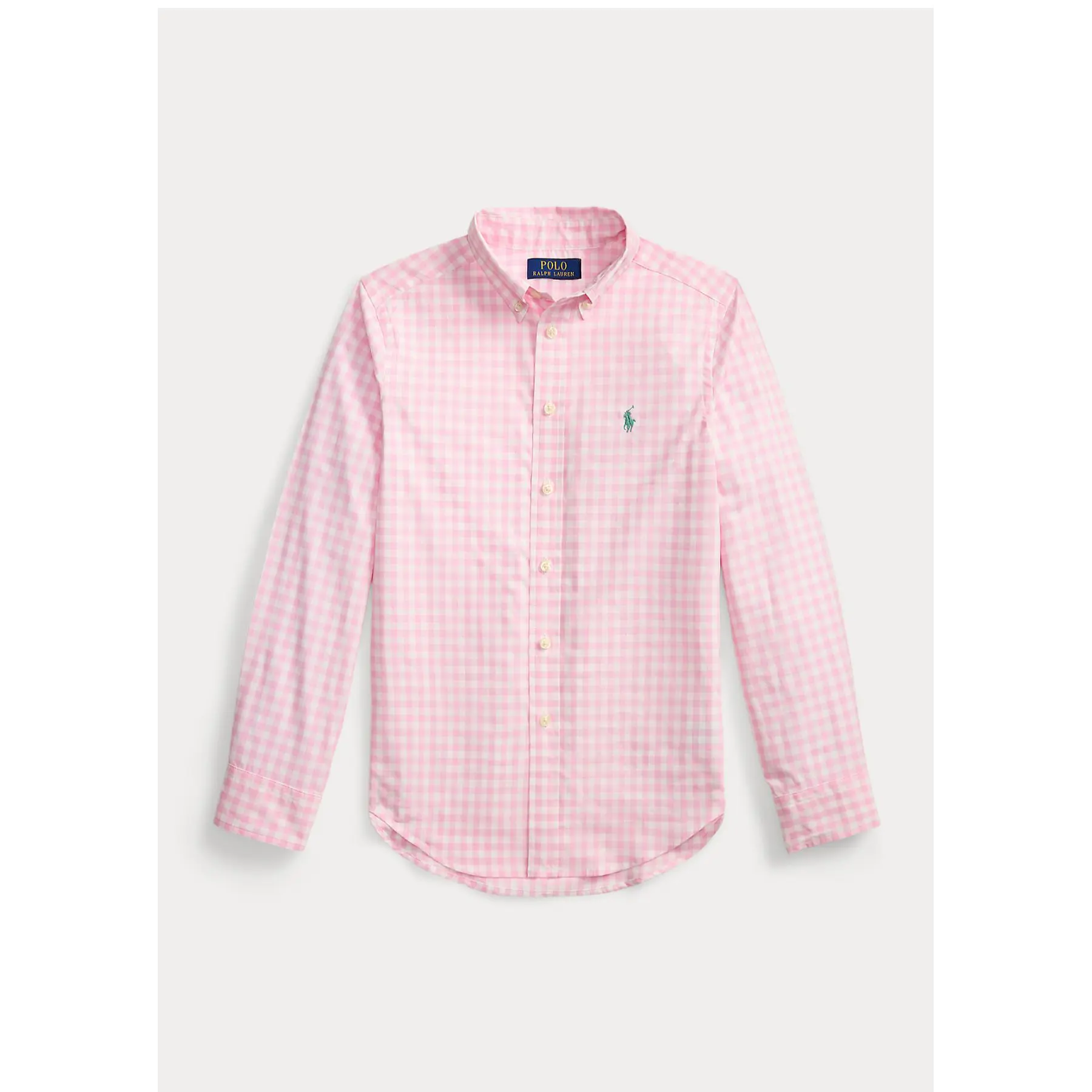 Gingham Cotton Poplin Shirt - Carmel Pink/White