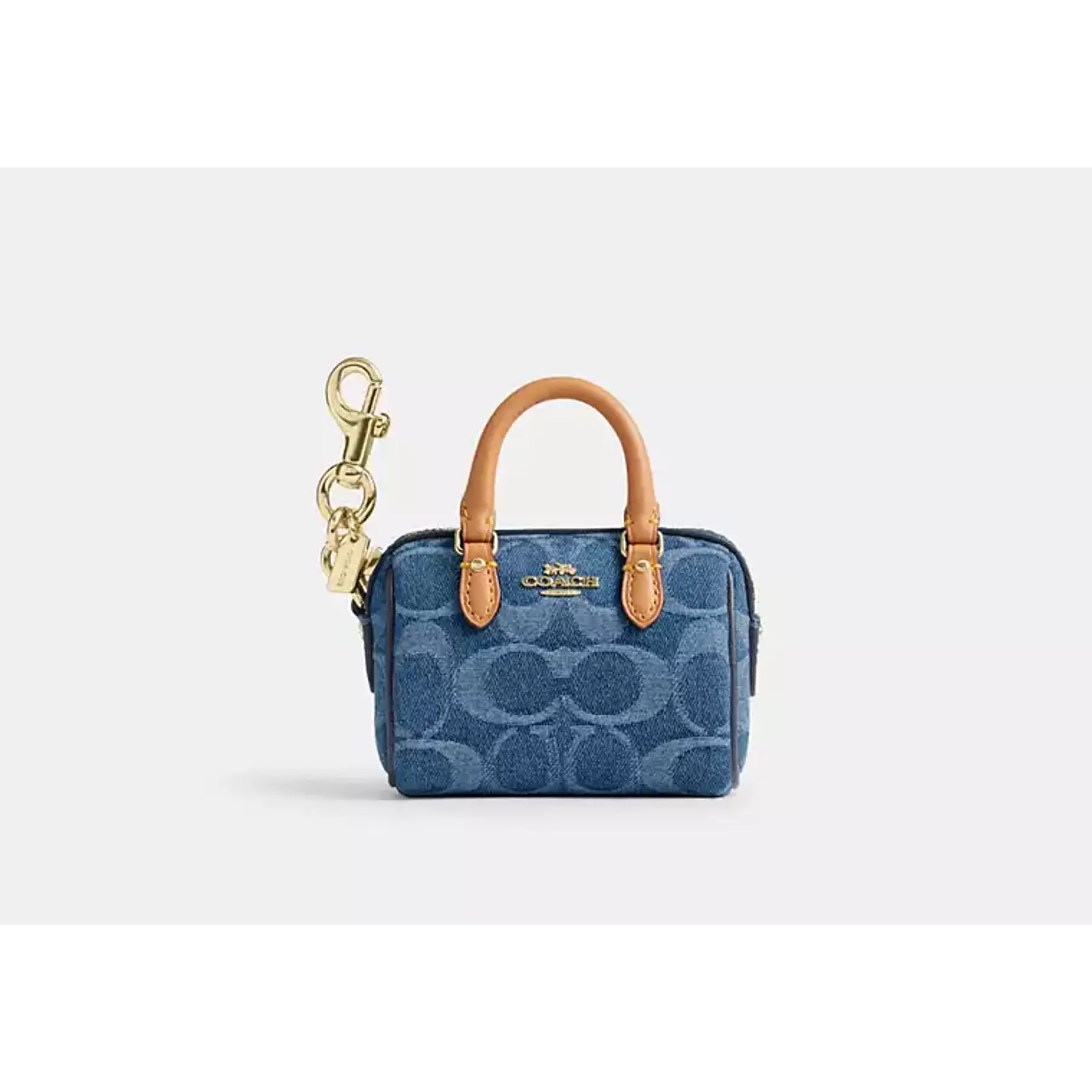 Mini Rowan Bag Charm In Signature Denim