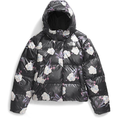 North Down Hooded Jacket, TNF Black Winter Flowers Print/Foil, 