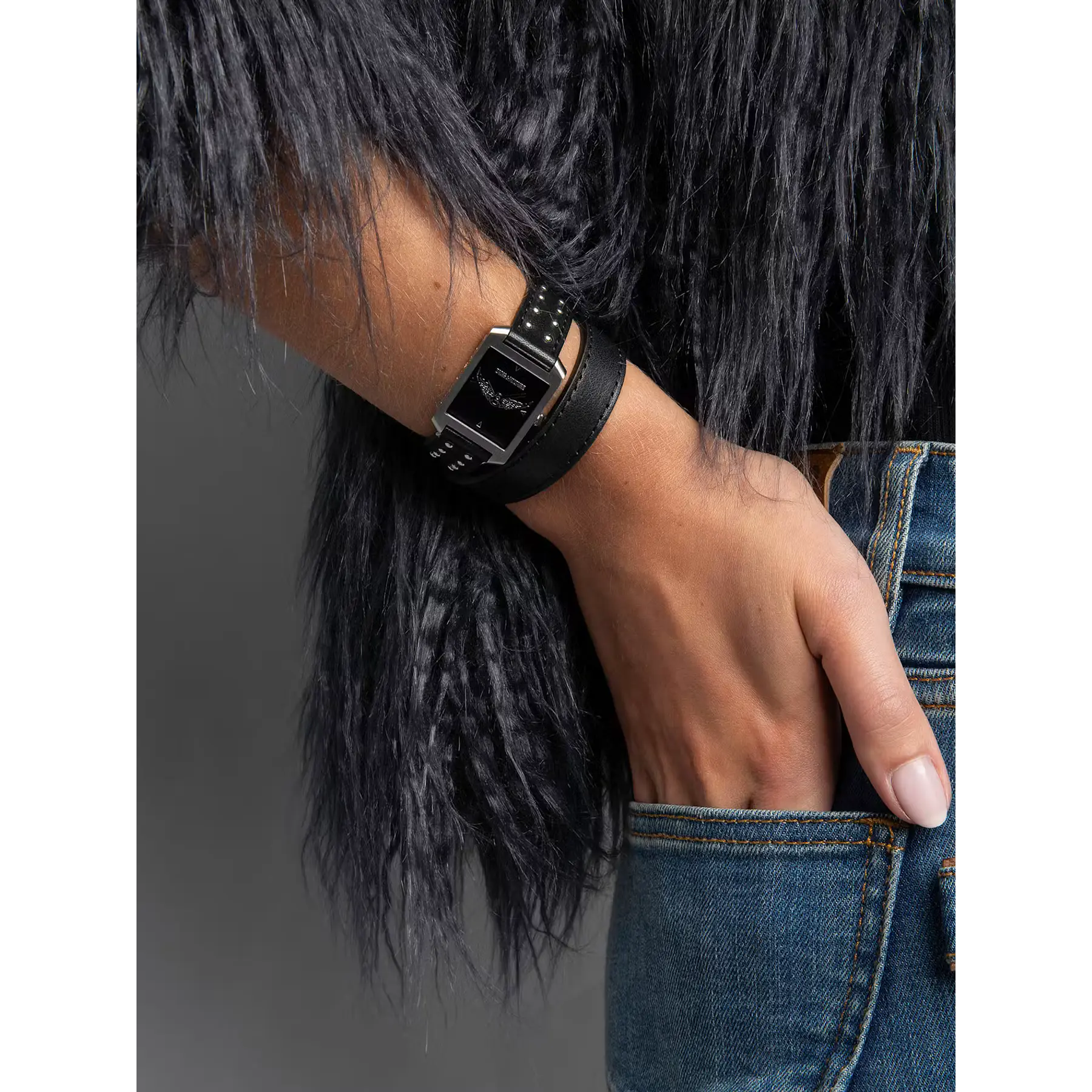 Voltaire Leather Studs Watch - Black