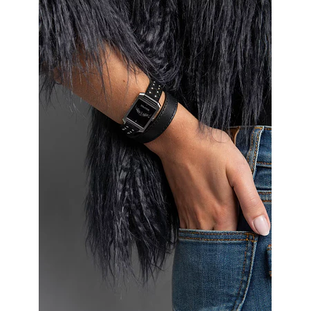 Voltaire Leather Studs Watch - Black