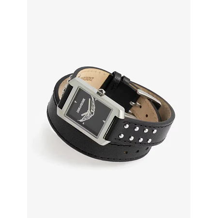 Voltaire Leather Studs Watch - Black