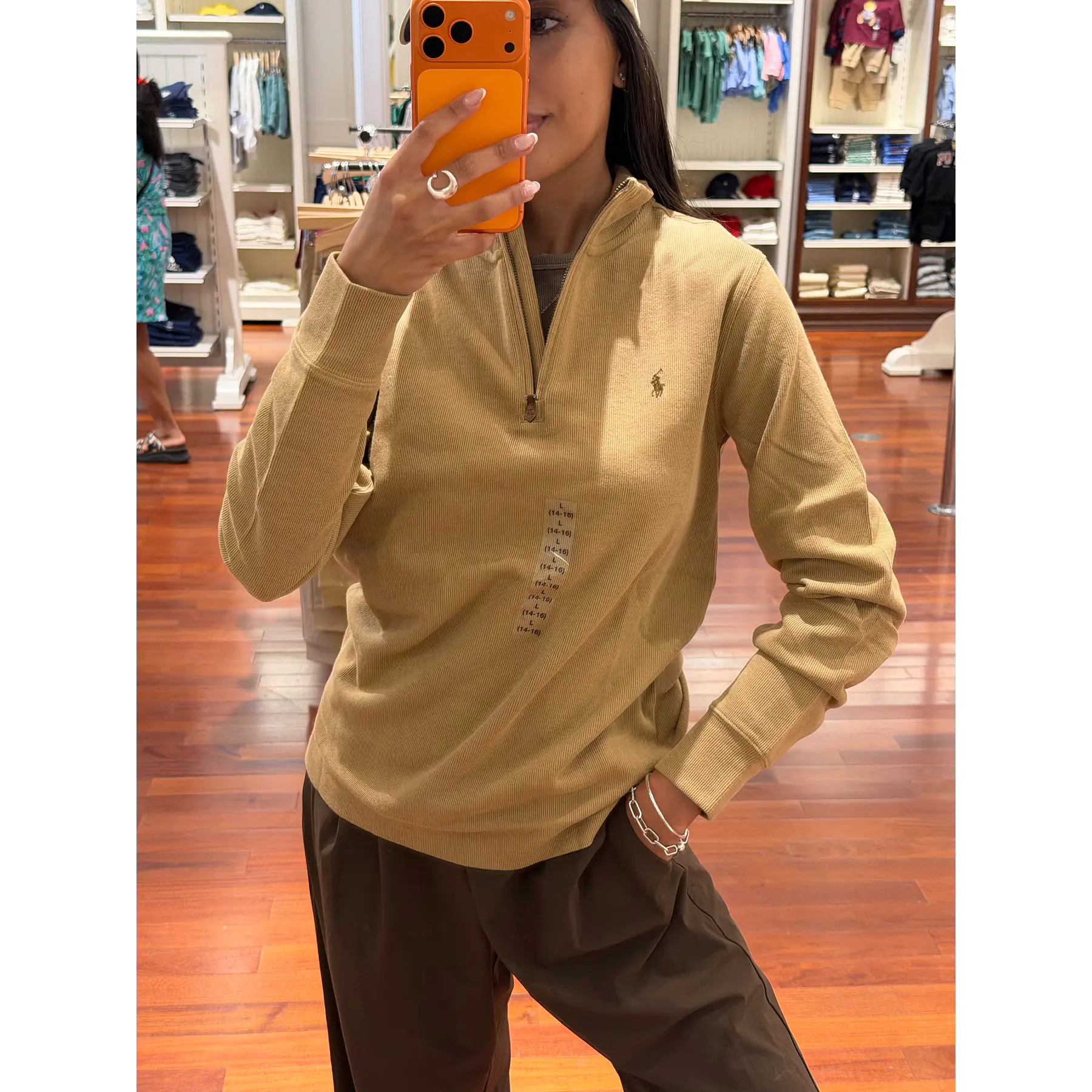 Sweater 1/4 zip hilo PRL Beige
