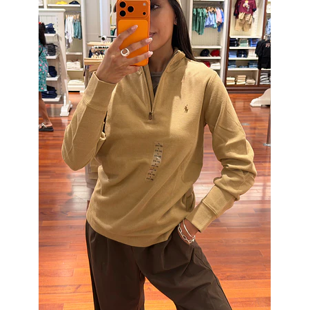 Sweater 1/4 zip hilo PRL Beige