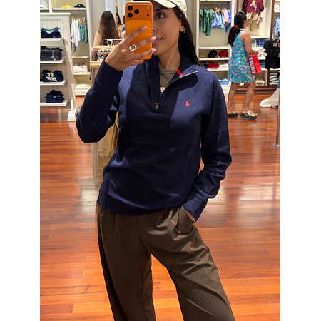 Sweater 1/4 zip hilo PRL Azul