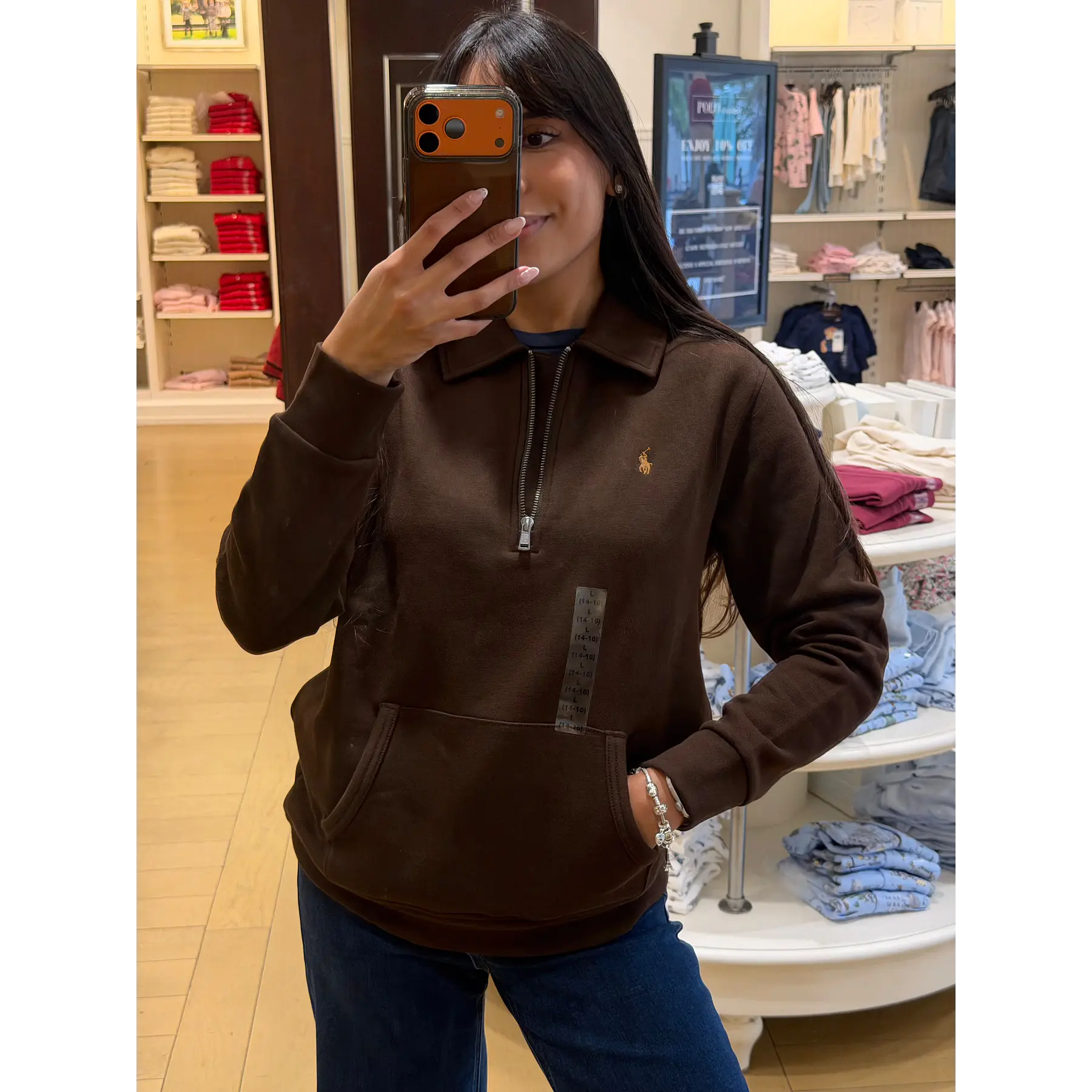 Polo Ralph - Quarter-Zip Pullover Brown Juvenil