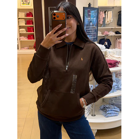 Polo Ralph - Quarter-Zip Pullover Brown Juvenil