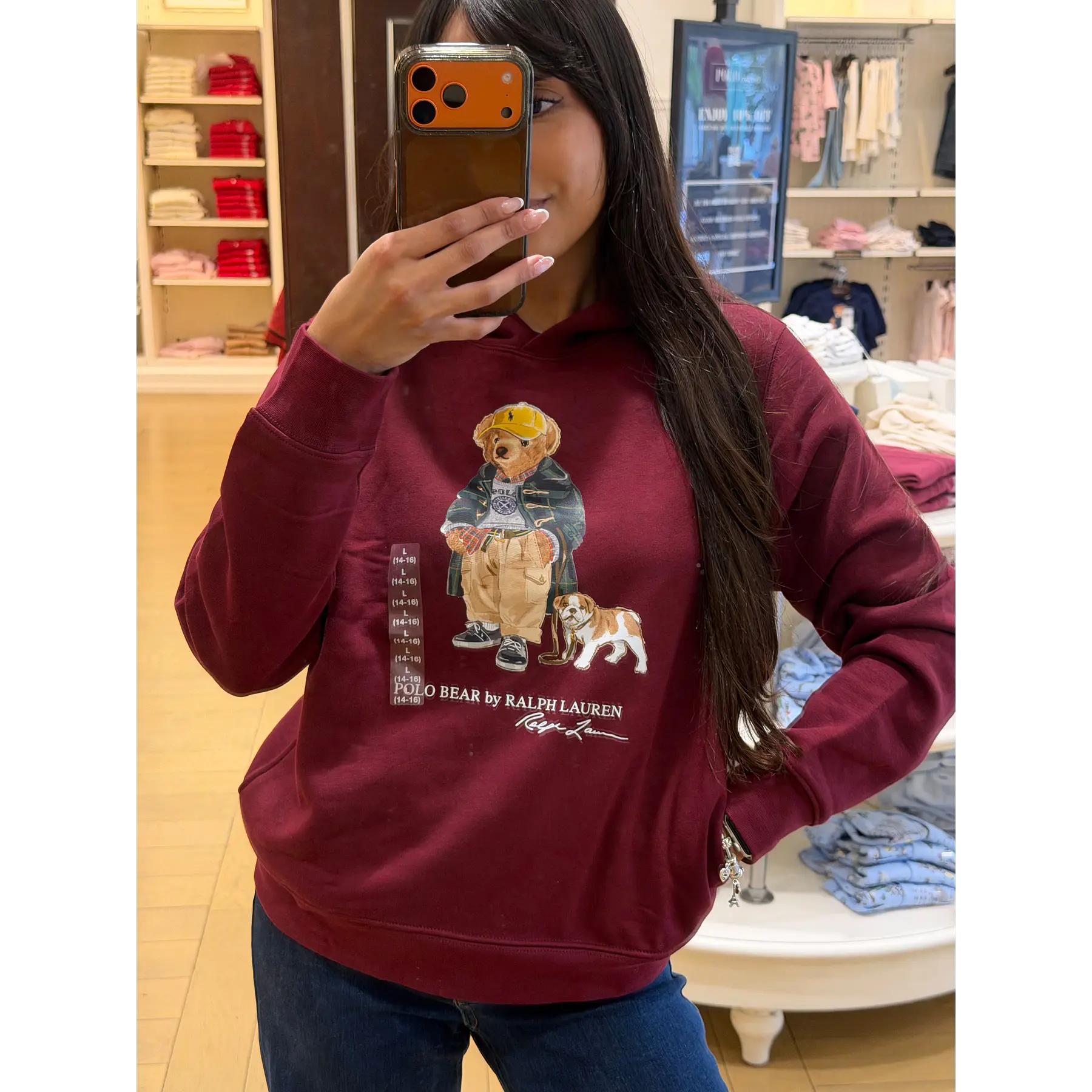 Polo Ralph - Hoodie Polo Bear Burdeo Juvenil