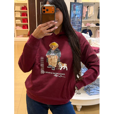 Polo Ralph - Hoodie Polo Bear Burdeo Juvenil